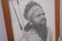 C. Marsden-Huggins - Head and shoulders study of an aboriginal bearded gentleman with bandana and spears - Image 1