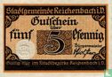 Reichenbach 5 Pfennig 1919 - Afbeelding 1
