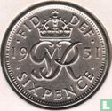 Royaume-Uni 6 pence 1951 - Image 1