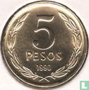 Chili 5 pesos 1990 (type 1) - Image 1