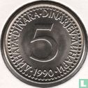 Joegoslavië 5 dinara 1990 - Afbeelding 1