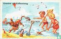 Kinderen aan het strand met hond met krab in staart - Afbeelding 1