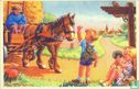 Liftende kinderen met paard en wagen - Afbeelding 1