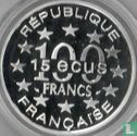 France 100 francs / 15 écus 1993 (PROOF) "Brandenburg Gate" - Image 2