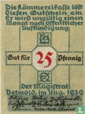 Detmold, Ville - 25 Pfennig 1920 - Image 2