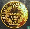 Turkije 50.000.000 lira 2001 (PROOF) "Golden eagle" - Afbeelding 1