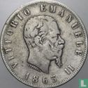 Italy 2 lire 1863 (T - with crowned escutcheon) - Image 1
