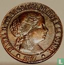Spanje 1 centimo de escudo 1867 (8-puntige ster - OM) - Afbeelding 1