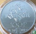 Frankrijk 100 francs 1989 (Piedfort - zilver) "Bicentenary of the Declaration of Human Rights 1789 - 1989" - Afbeelding 1