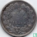 Frankreich 5 Franc 1831 (Vertieften Text - Eichenbekränzte Haupt - K) - Bild 1