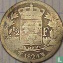 France ½ franc 1824 (W) - Image 1