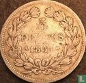 Frankreich 5 Franc 1831 (Relief Text - Eichenbekränzte Haupt - K) - Bild 1