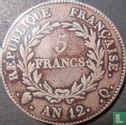 Frankreich 5 Franc AN 12 (Q - BONAPARTE PREMIER CONSUL) - Bild 1