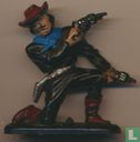 Cowboy kniend mit 2 Revolvern (Schwarz) - Bild 1