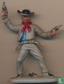 Cowboy mit 2 in die Luft schießenden Revolvern (grau) - Bild 1