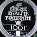 Frankrijk 100 francs 1989 (PROOF - Zilver) "Bicentenary of the Declaration of Human Rights 1789 - 1989" - Afbeelding 1