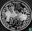 Frankreich 100 Franc 1985 (PP - Silber) "100th anniversary of Emile Zola's novel - Germinal" - Bild 1