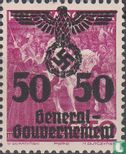 timbre polonais avec overprint - Image 1