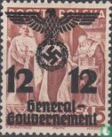 Polish stamp with overprint - Image 1