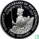 Cookeilanden 2 dollars 1973 (PROOF) "20th anniversary of the Coronation of Elizabeth II" - Afbeelding 2