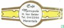Café Metropole H. Van Gelder Tel. 014/22150 Herentals - Image 1