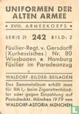 Füselier-Regt. v. Gersdorff (Kurhessisches) Nr. 80 Wiesbaden * Homburg Füselier im Paradeanzug - Afbeelding 2