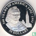 Cookeilanden 50 dollars 1990 (PROOF) "500 Years of America - Samuel de Champlain" - Afbeelding 2