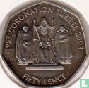 Guernsey 50 pence 2003 "50 years Coronation of Queen Elizabeth II - Queen on Throne" - Afbeelding 2