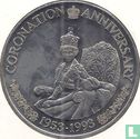 Îles Turques et Caïques 5 crowns 1993 "40th anniversary Coronation of Queen Elizabeth II - Queen on throne" - Image 1