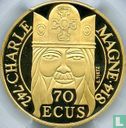 France 500 francs / 70 écus 1990 (PROOF - gold) "Charlemagne" - Image 2