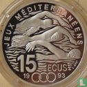 France 100 francs / 15 écus 1993 (PROOF) "Mediterranean Games - Swimming" - Image 1