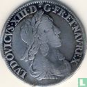 France ¼ ecu 1643 (LOUIS XIII - A - crowned escutcheon - rose) - Image 2
