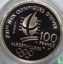 Frankrijk 100 francs 1989 (PROOF) "1992 Olympics - Albertville - Ice skating couple" - Afbeelding 1