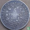 Frankrijk 5 francs AN 4 - Afbeelding 1