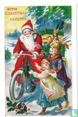 Kerstman op fiets met cadeaus (A92170) - Afbeelding 1