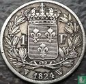 Frankrijk 1 franc 1824 (W) - Afbeelding 1