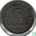 Duitse Rijk 5 pfennig 1920 (G) - Afbeelding 1