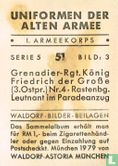 Grenadier-Rgt. König Friedrich der Große (3. Ostpr.) Nr. 4. Rastenbg. Leutnant im Paradeanzug - Afbeelding 2