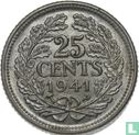 Pays-Bas 25 cents 1941 (type 1 - palmier et P) au service du Suriname et Curaçao - Image 1