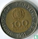 Portugal 100 escudos 1991 (6 rangées de stries) - Image 1