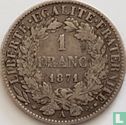 Frankrijk 1 franc 1871 (grote A) - Afbeelding 1