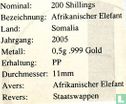 Somalië 200 shillings 2005 (PROOF) "African elephant" - Afbeelding 3