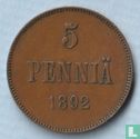 Finlande 5 penniä 1892 - Image 1