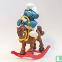 Smurf on rocking horse - Image 1