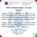 Canada 25 cents 1992 (PROOF) "125th anniversary of the Canadian Confederation - Ontario" - Afbeelding 3