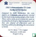 Canada 25 cents 1992 (PROOF) "125th anniversary of the Canadian Confederation - Northwest Territories" - Afbeelding 3