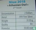 Niue 2 dollars 2018 (kleurloos) "Athenian owl" - Afbeelding 3