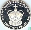 Cayman Islands 25 dollars 1978 (PROOF) "25th anniversary Coronation of Queen Elizabeth II - St. Edward's crown" - Image 2