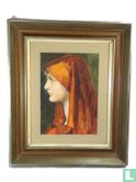 Antique French portrait of a lady in red