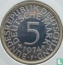 Allemagne 5 mark 1974 (BE - F) - Image 1